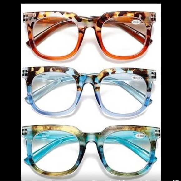 NWT 3pcs. +3.50 Quality Fun Reading Glasses Tortoiseshell/Ombre Blue/Brown/Green - Picture 9 of 16